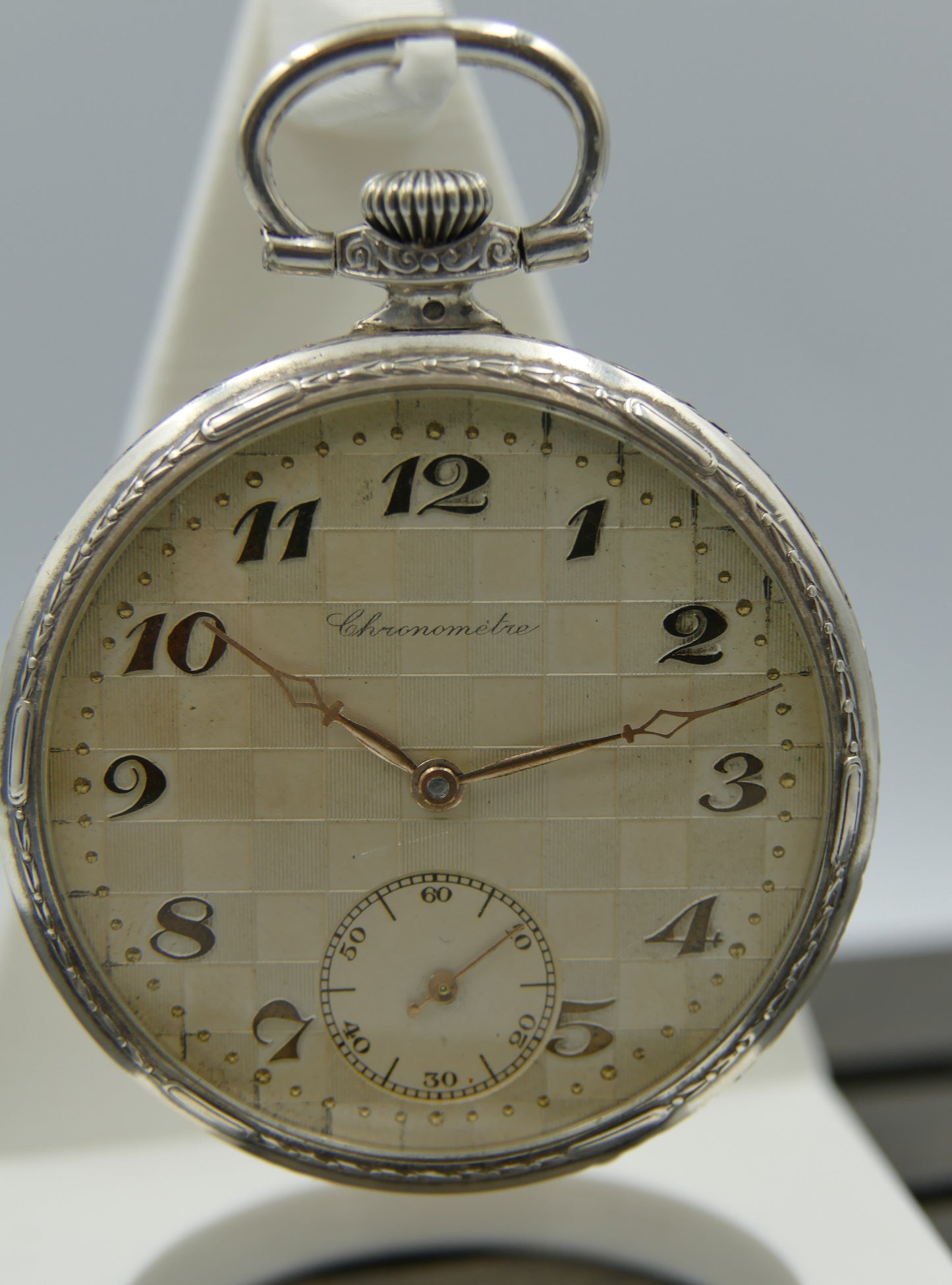 Vintage art deco pocket watch silver Chronometre manual wind