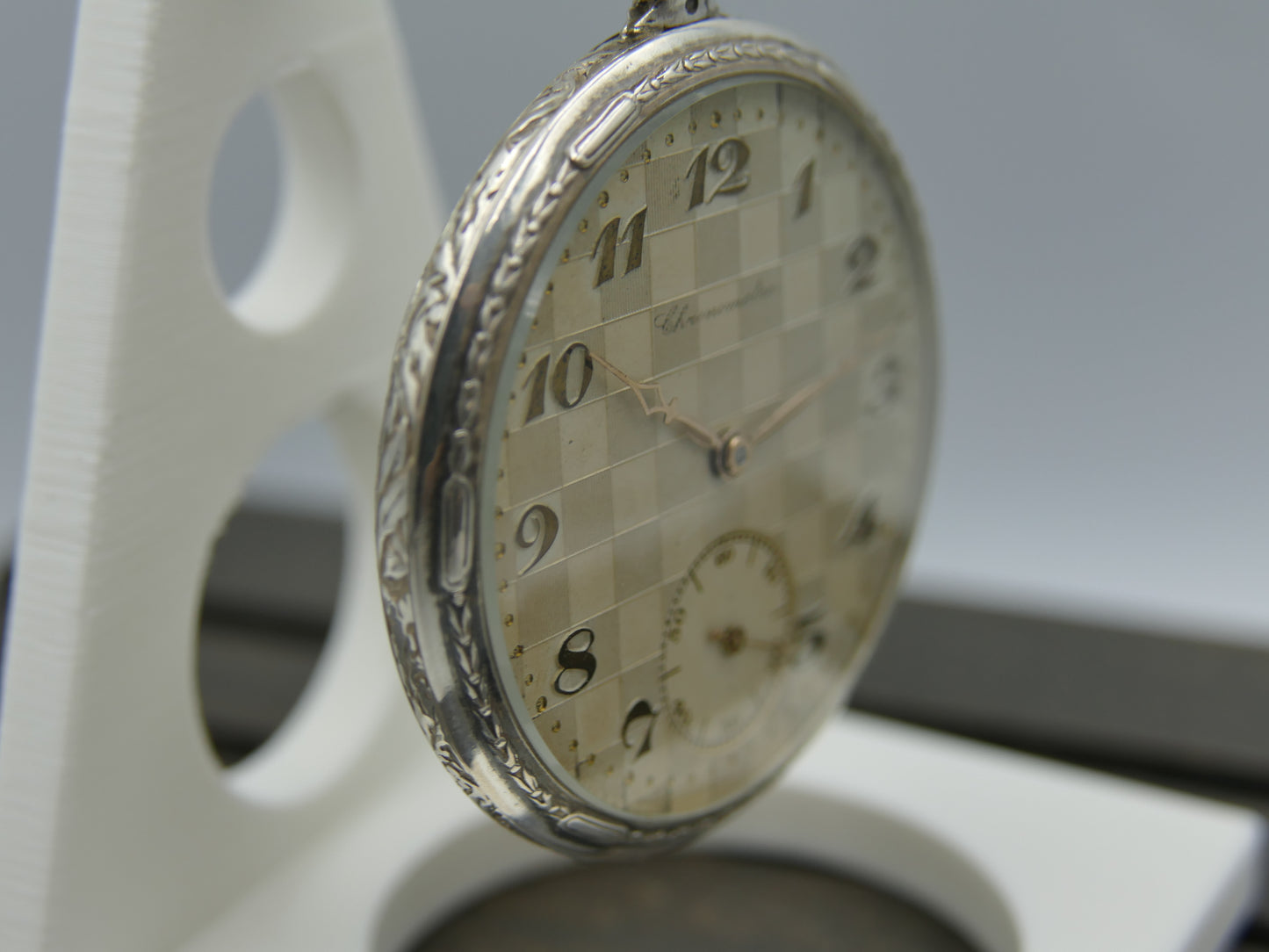 Vintage art deco pocket watch silver Chronometre manual wind