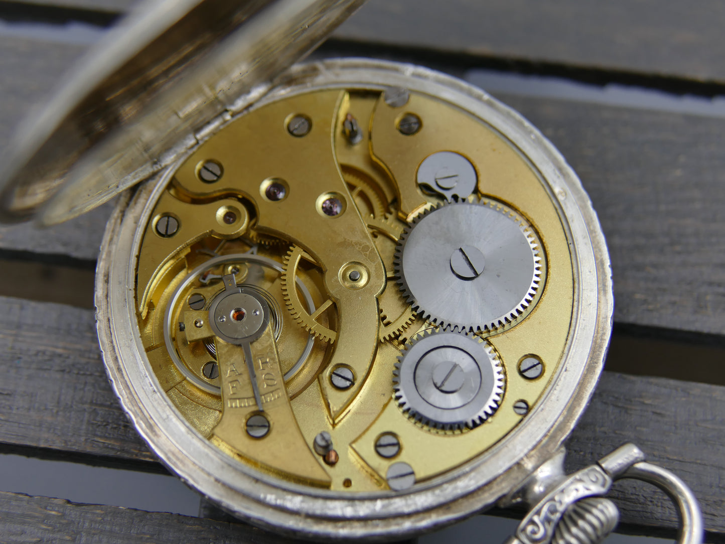Vintage art deco pocket watch silver Chronometre manual wind
