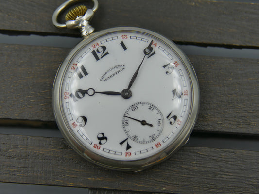 vintage pocket gousset watch Maestria Chronometer manual wind case in silver 0.800