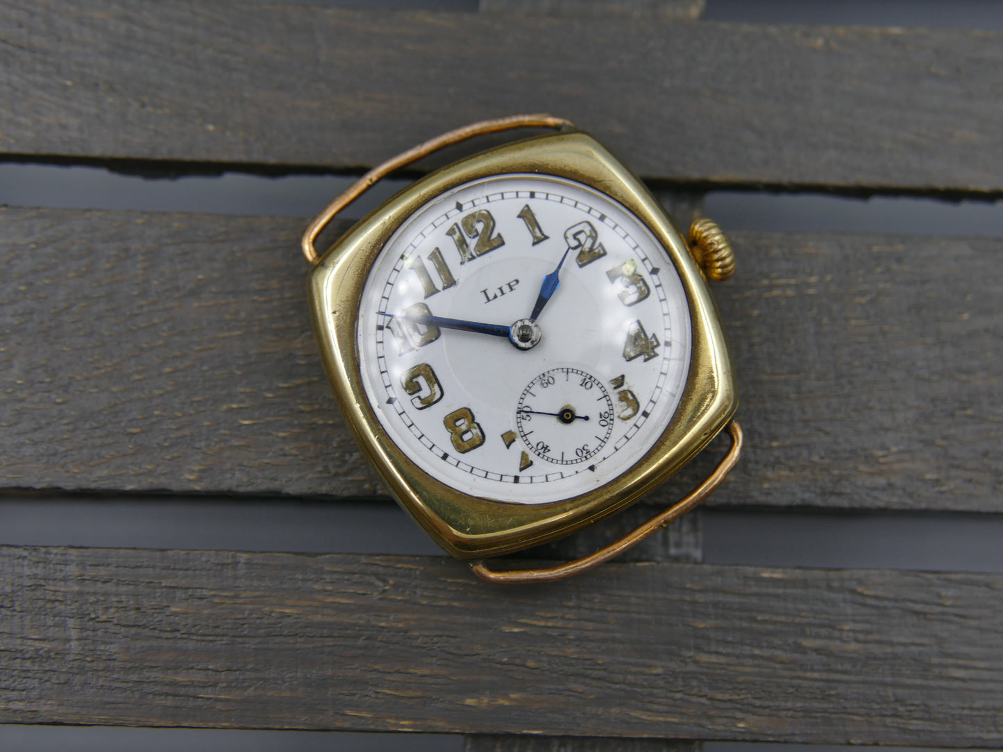10's WW1 vintage watch mens military LIP trench cushion hand wind