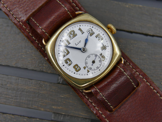 10's WW1 vintage watch mens military LIP trench cushion hand wind