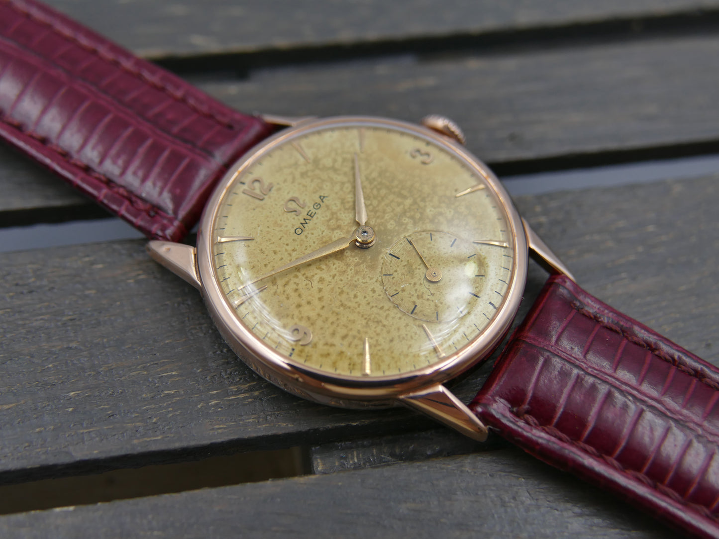 50’s vintage watch mens Omega ref. 14714 -62-SC rose gold pl serviced