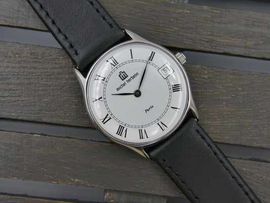 80s watch mens Michel Herbelin Paris ref 2813 Peseux 7001 flat serviced