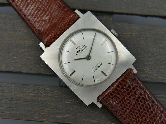 70s vintage watch mens Oscar hand wind FHF 35 Extra Plan square