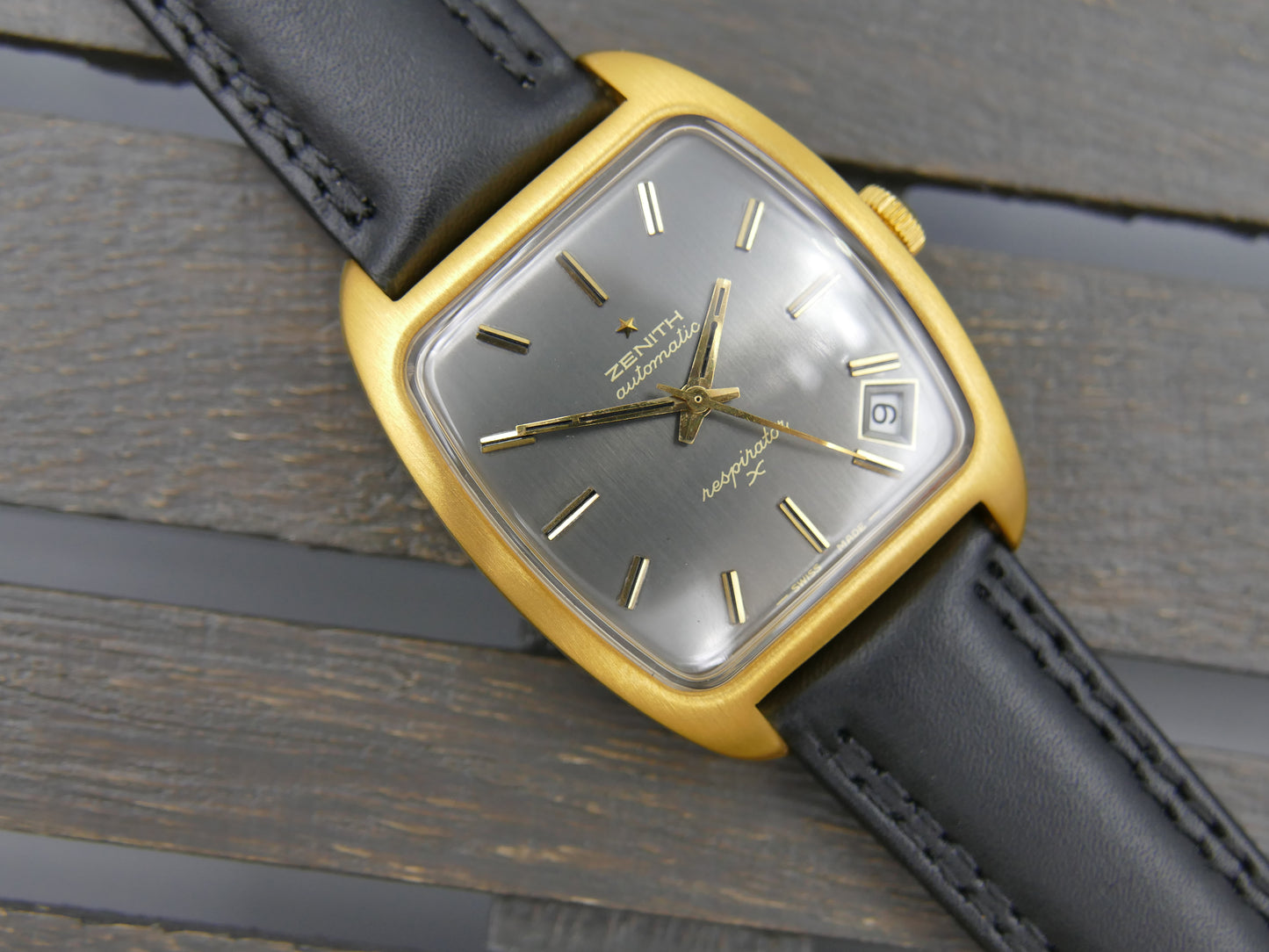 70's vintage watch mens Zenith respirator x ref 6708 automatic cal. 2552pc gray dial serviced