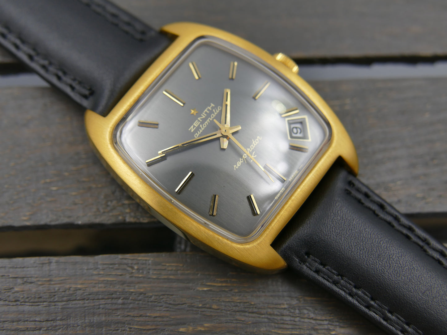 70's vintage watch mens Zenith respirator x ref 6708 automatic cal. 2552pc gray dial serviced