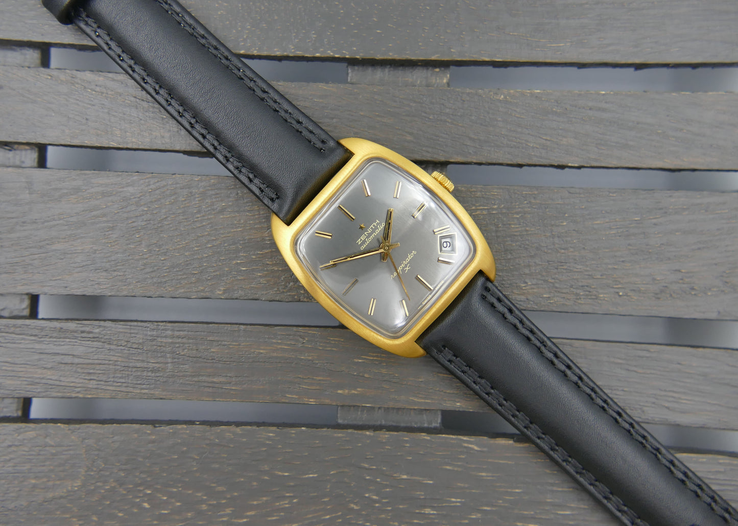 70's vintage watch mens Zenith respirator x ref 6708 automatic cal. 2552pc gray dial serviced