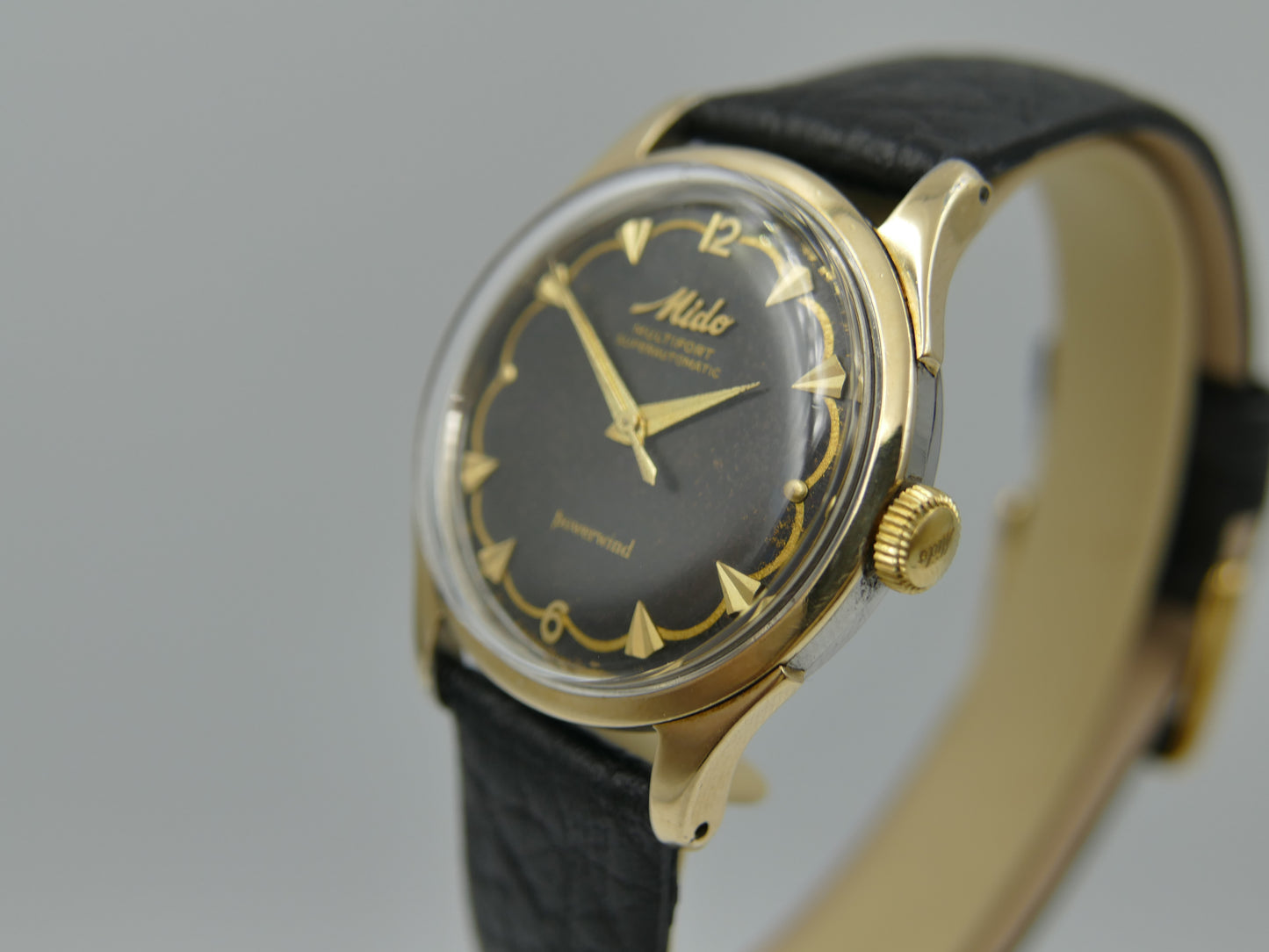 60s vintage watch mens Mido Multifort superautomatic  917PCO powerwind gold cap serviced