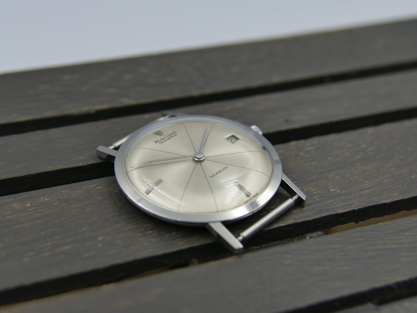 60s vintage watch mens Ultra thin Philip Watch hand wind crosshair dial serviced