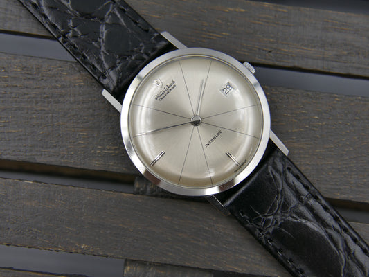 60s vintage watch mens Ultra thin Philip Watch hand wind crosshair dial serviced