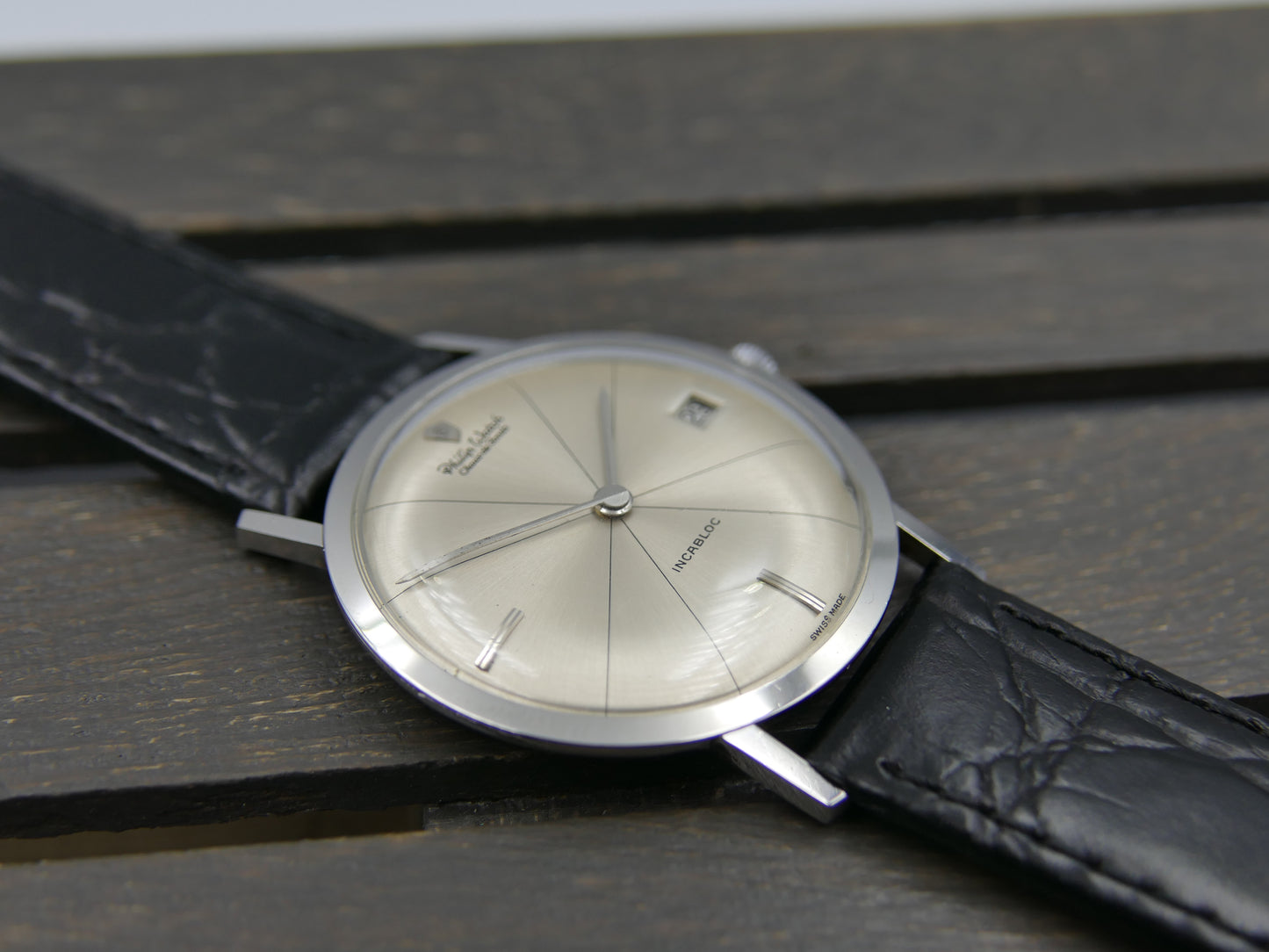 60s vintage watch mens Ultra thin Philip Watch hand wind crosshair dial serviced