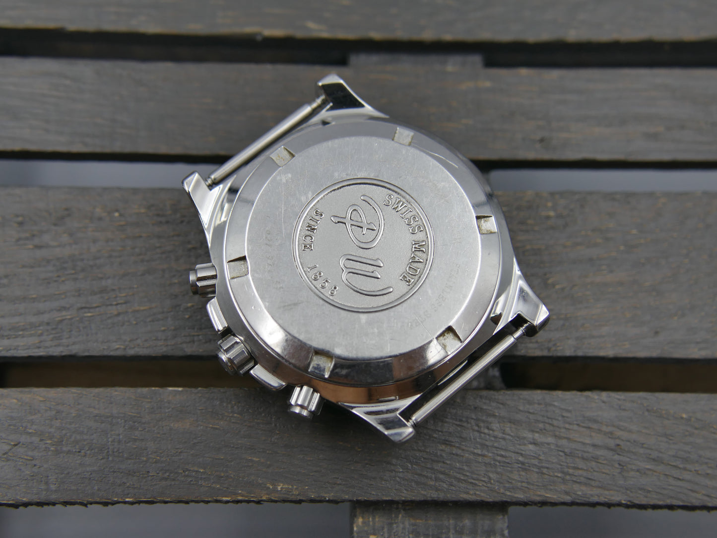 vintage watch mens chronograph quartz eta 251.272 Philip Watch Seahorse blue