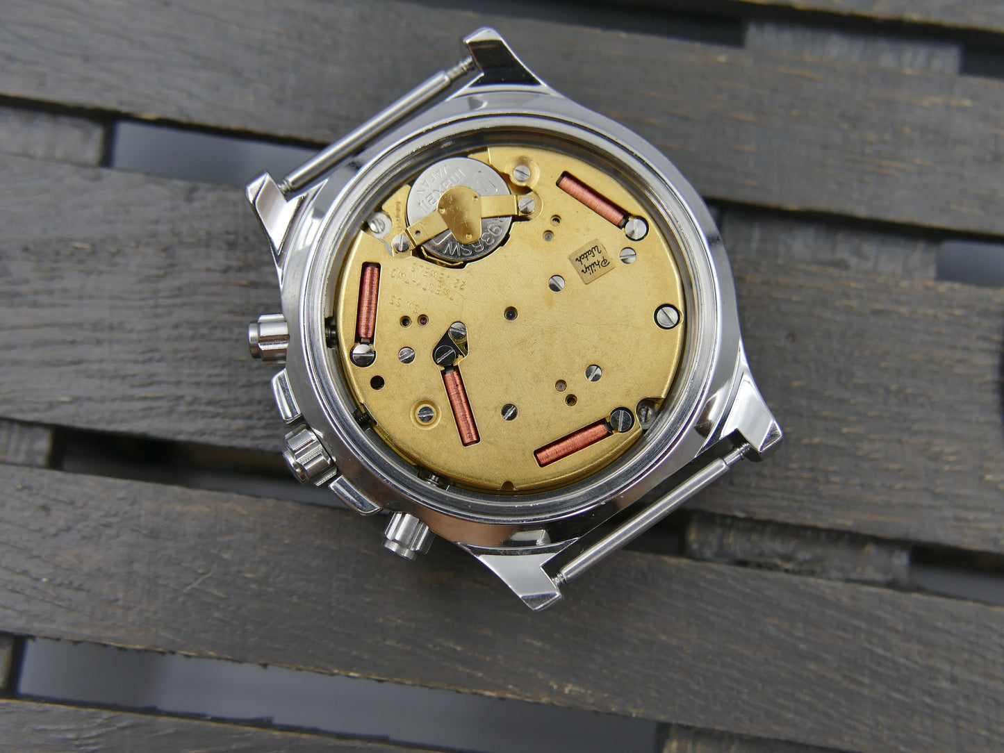 vintage watch mens chronograph quartz eta 251.272 Philip Watch Seahorse blue