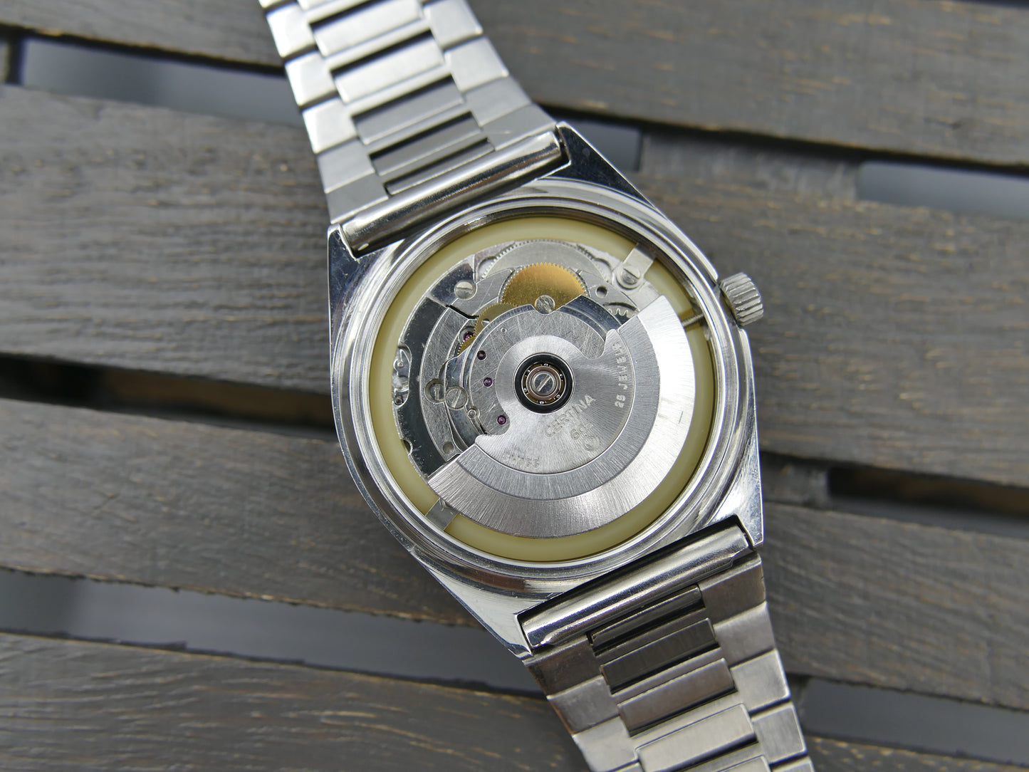 70s vintage watch mens Certina 605.3001.14 automatic blue SS serviced