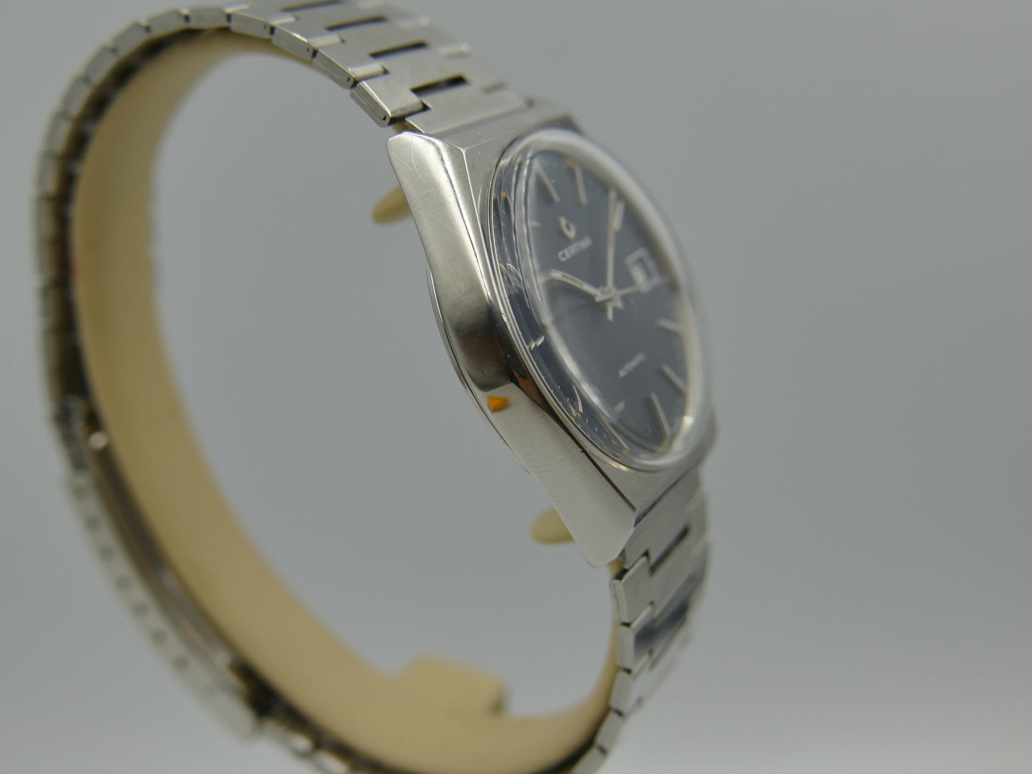 70s vintage watch mens Certina 605.3001.14 automatic blue SS serviced
