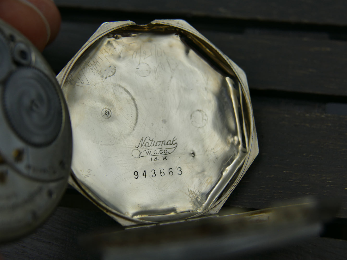 20s vintage pocket watch Elgin Grade 315 Octagonal white 14k solid gold serviced
