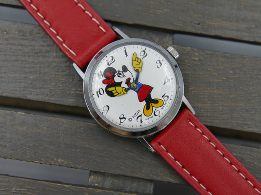 W.D.P. Disney Mickey Minnie manual wind swiss made vintage 60s