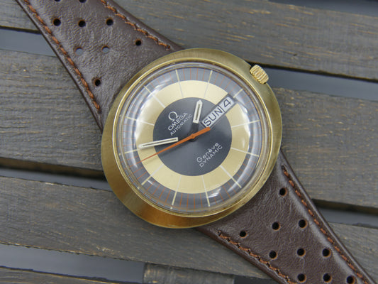70s vintage watch mens Omega Geneve dynamic automatic cal 752 ref 166.079 gold cap