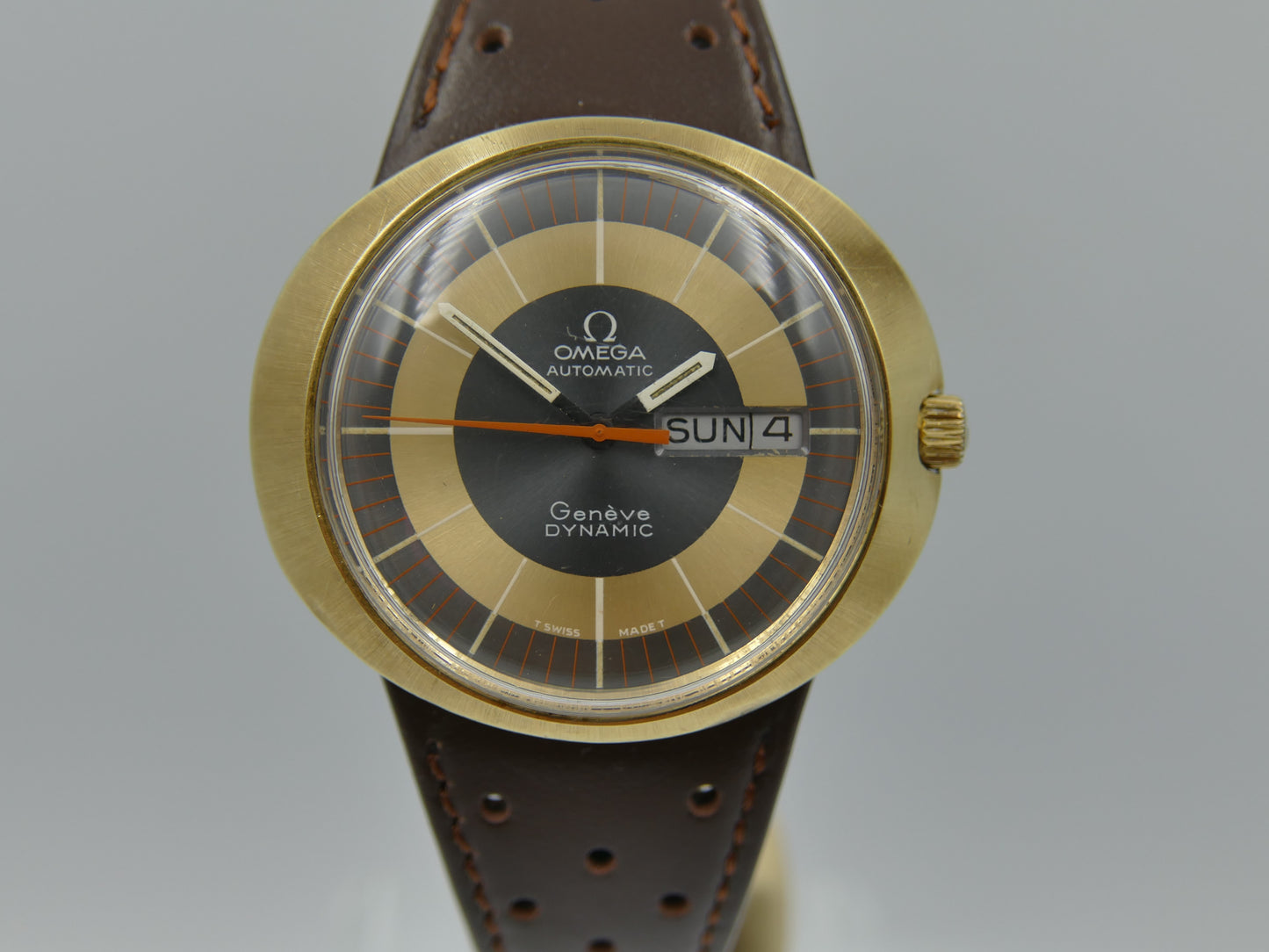 70s vintage watch mens Omega Geneve dynamic automatic cal 752 ref 166.079 gold cap