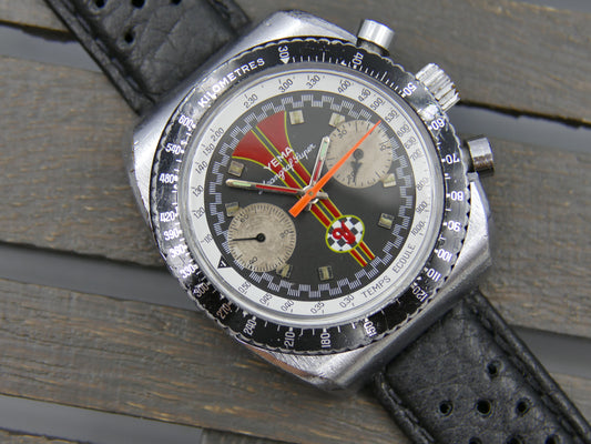 70s vintage watch mens Yema Meangraf Super driver chronograph valjoux 7733