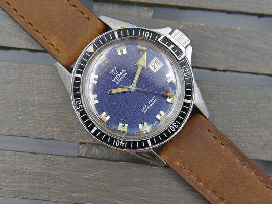 70s vintage watch mens Yema Superman ref. 550016 Patent Pending 990 feet Automatic 4611A