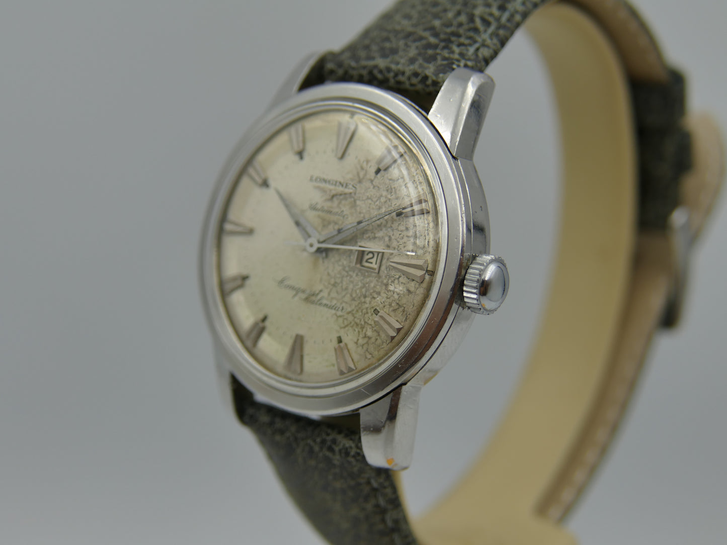50s vintage watch mens Longines Conquest Calendar automatic 19ASD ref. 9004 3
