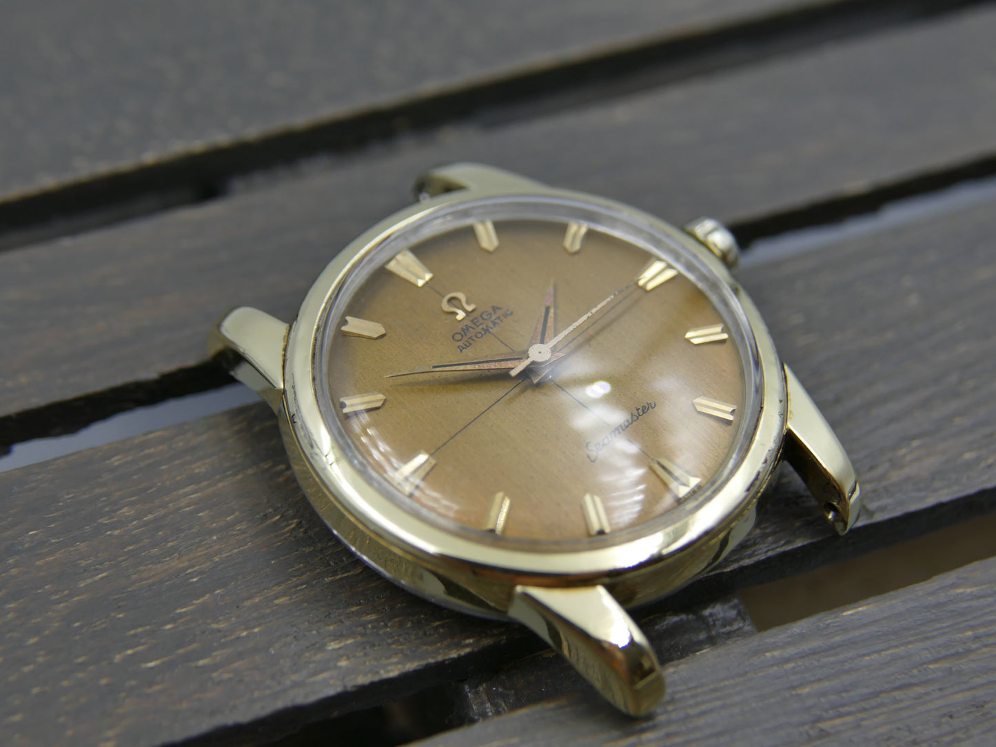 50s vintage watch mens Omega Seamaster ref 2846 / 2848 8 SC automatic 501 gold cap coffee dial