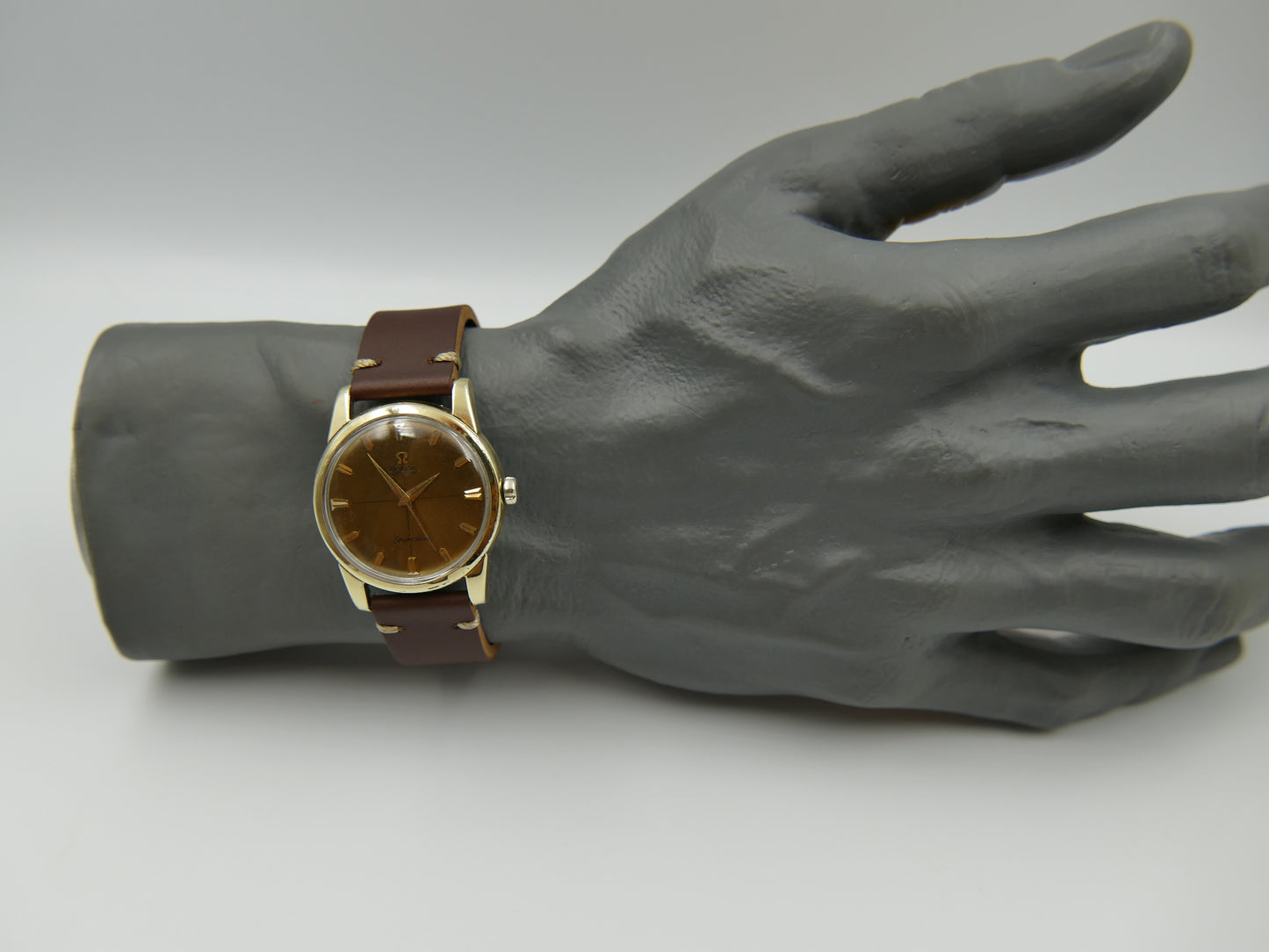 50s vintage watch mens Omega Seamaster ref 2846 / 2848 8 SC automatic 501 gold cap coffee dial