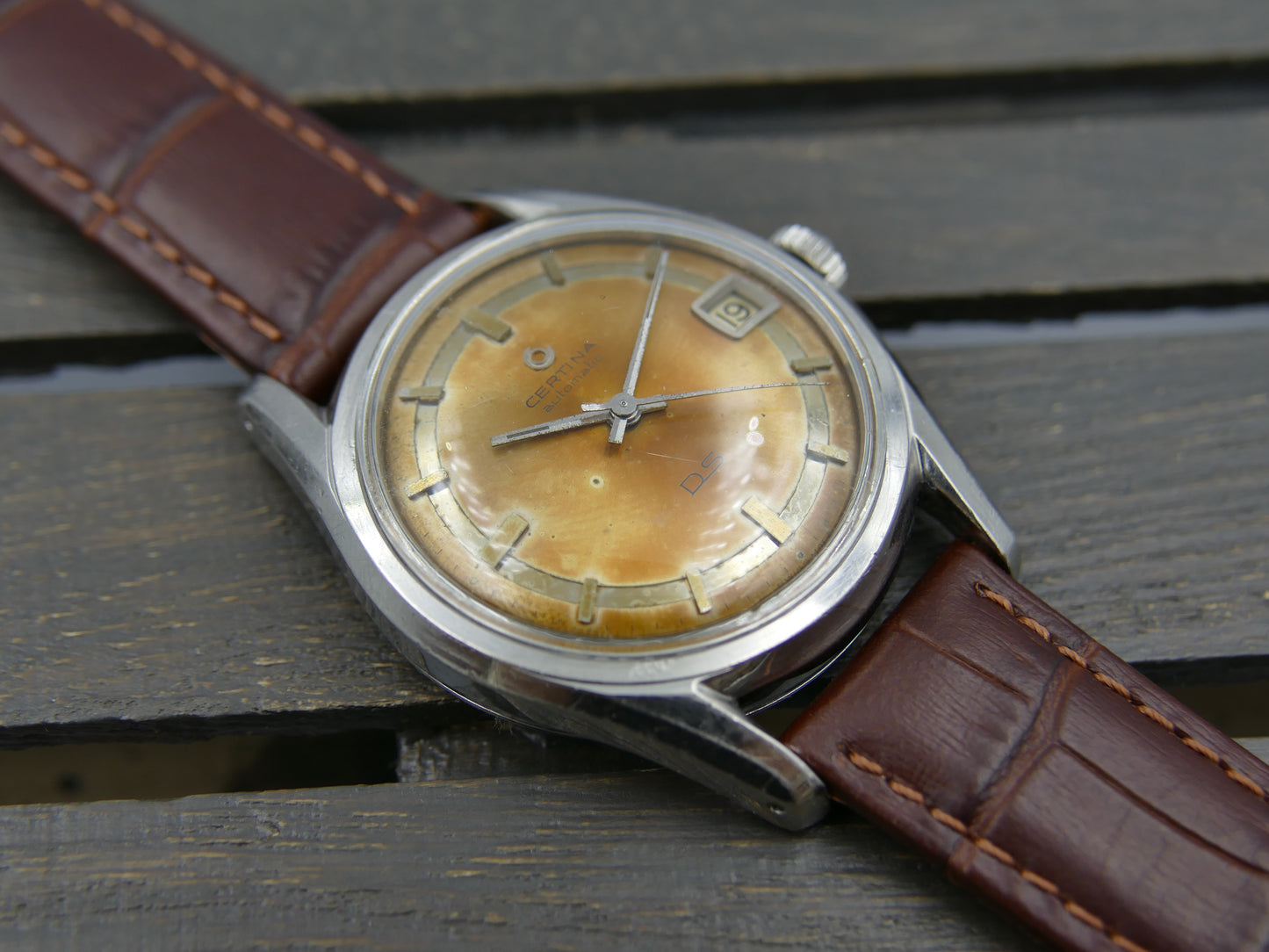 60s Vintage watch mens Certina DS turtle Automatic 25-651 ref 5801 112 tropical dial steel