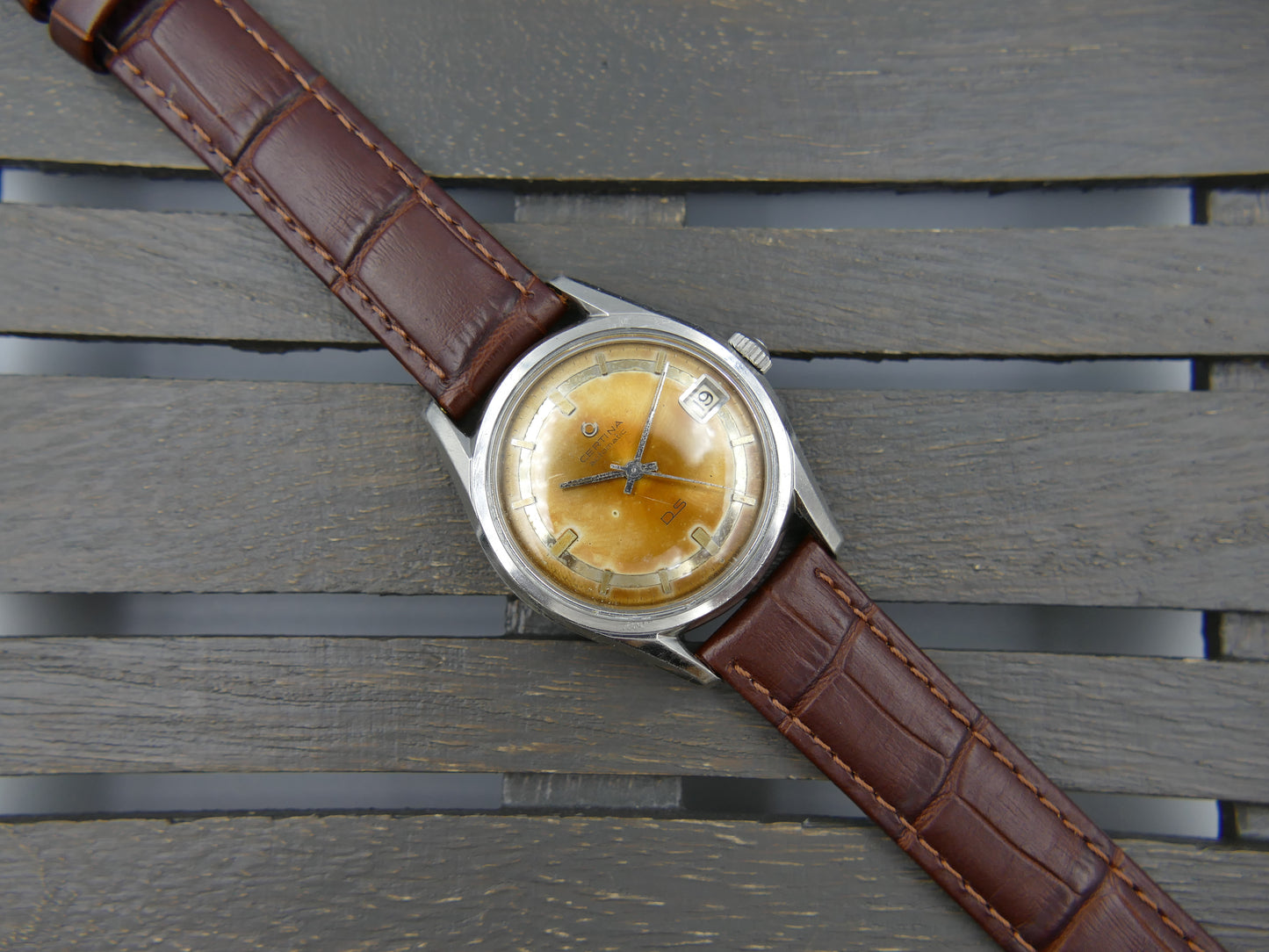 60s Vintage watch mens Certina DS turtle Automatic 25-651 ref 5801 112 tropical dial steel