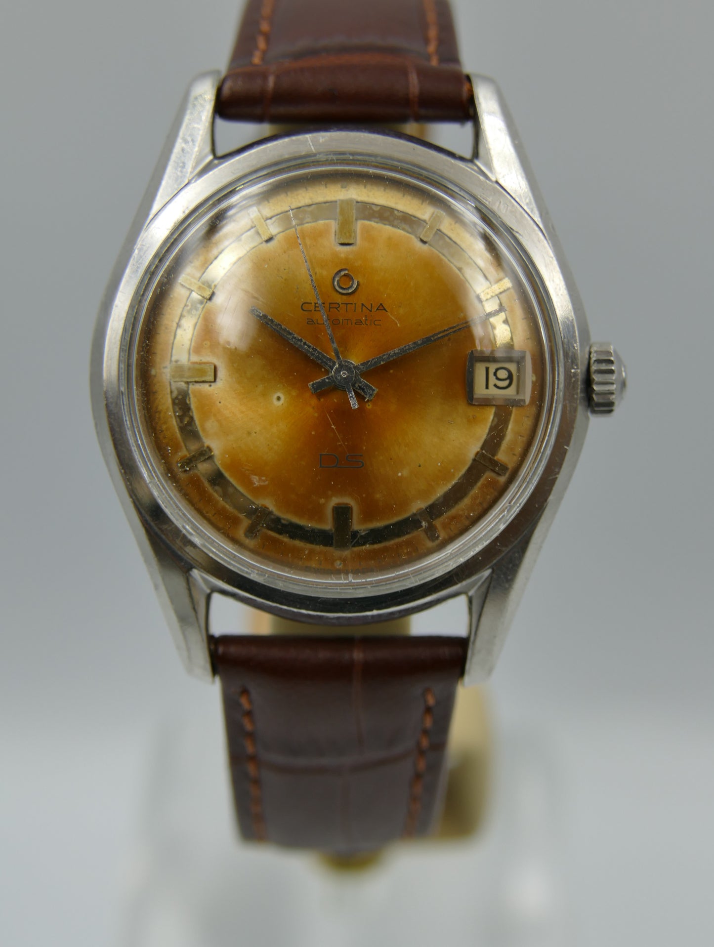 60s Vintage watch mens Certina DS turtle Automatic 25-651 ref 5801 112 tropical dial steel