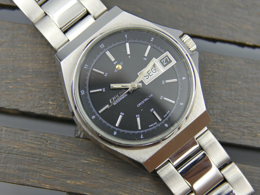 70s vintage watch mens Enicar Crystal 7x ref. 167.008.184 automatic 167D mint black dial