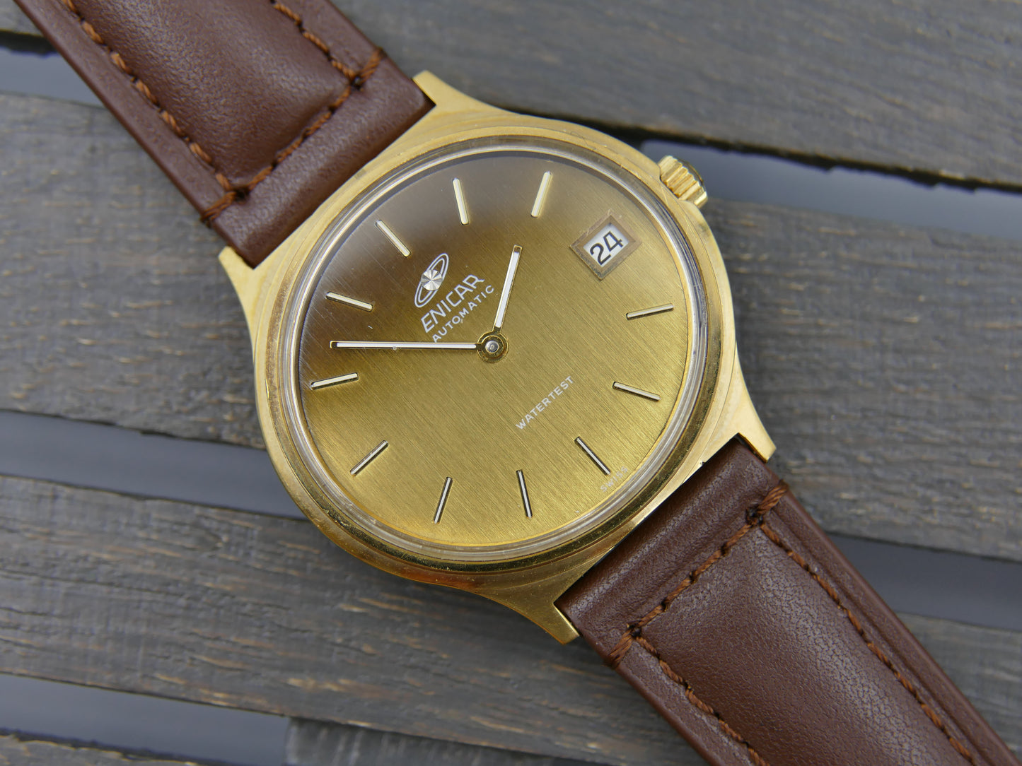 70s vintage watch mens Enicar watertest ref 168-105-001 automatic 165D mint