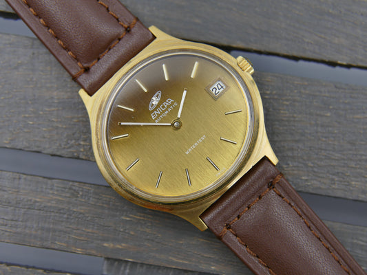 70s vintage watch mens Enicar watertest ref 168-105-001 automatic 165D mint