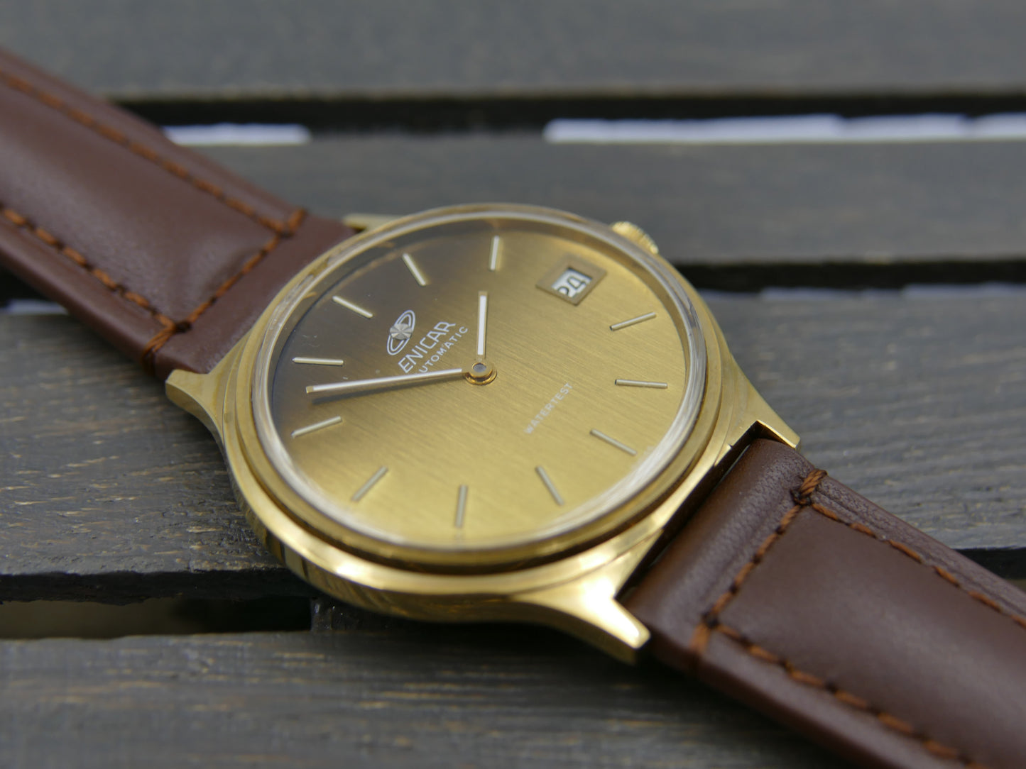 70s vintage watch mens Enicar watertest ref 168-105-001 automatic 165D mint