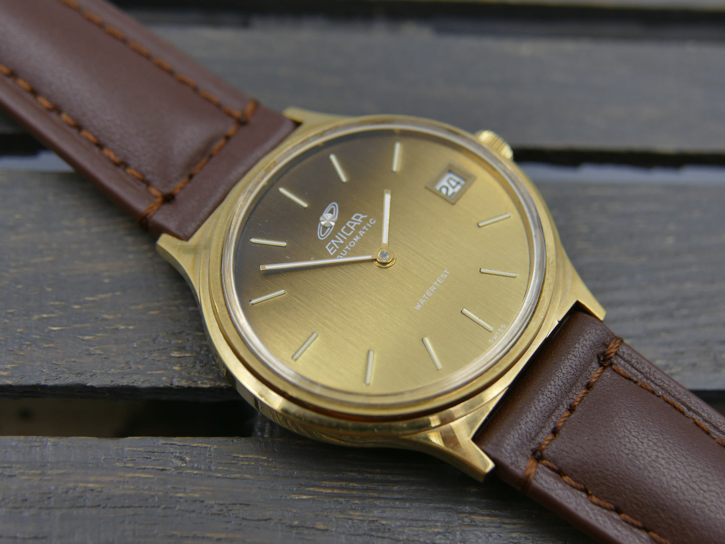 70s vintage watch mens Enicar watertest ref 168-105-001 automatic 165D mint