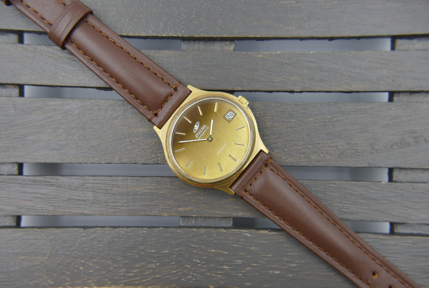 70s vintage watch mens Enicar watertest ref 168-105-001 automatic 165D mint