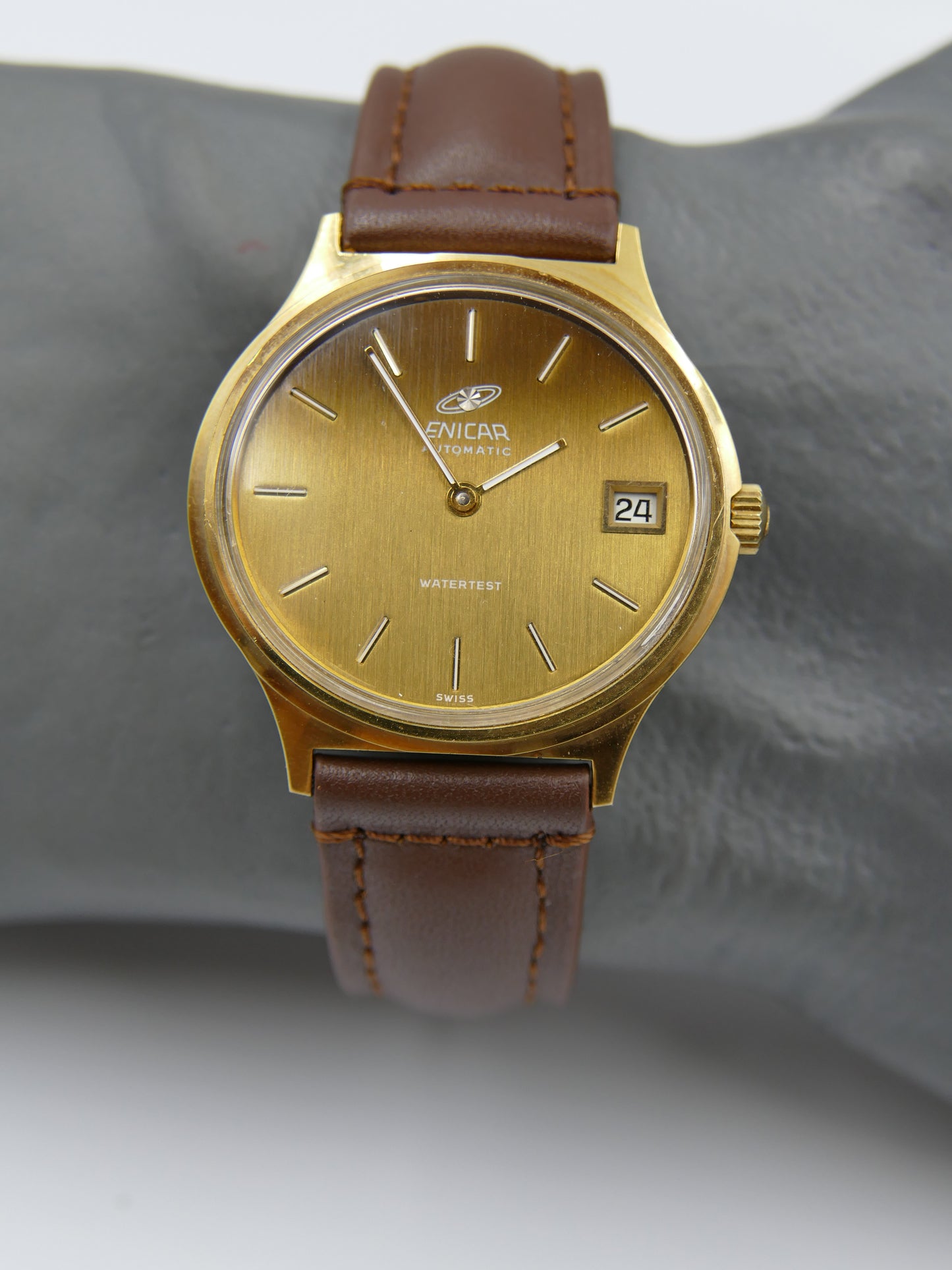 70s vintage watch mens Enicar watertest ref 168-105-001 automatic 165D mint