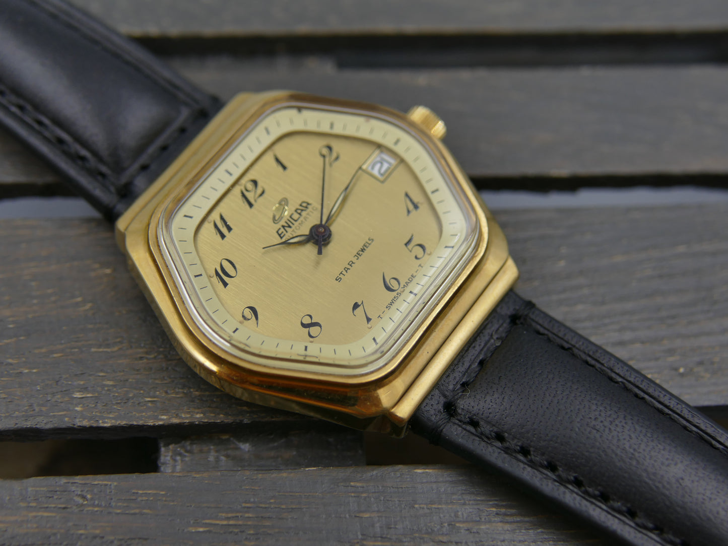 70s vintage watch mens Enicar star jewels ref 165-90-01 automatic 165 mint