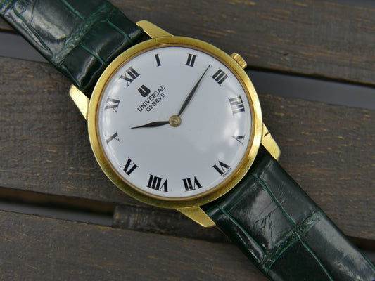 60s vintage watch Universal Geneve ref. 542 101 ultra slim hand wind cal. 42 serviced gold pl