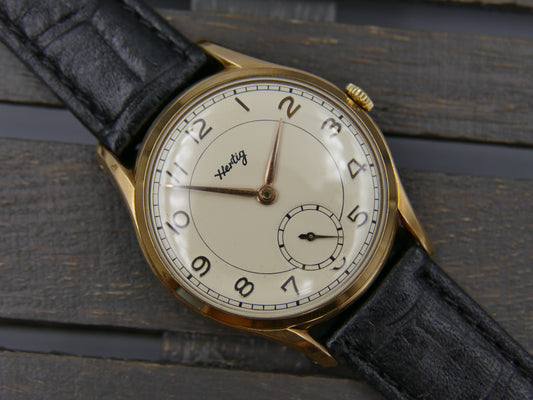 vintage watch mens Hertig (certina) hand wind KF 330 gold pl 35mm
