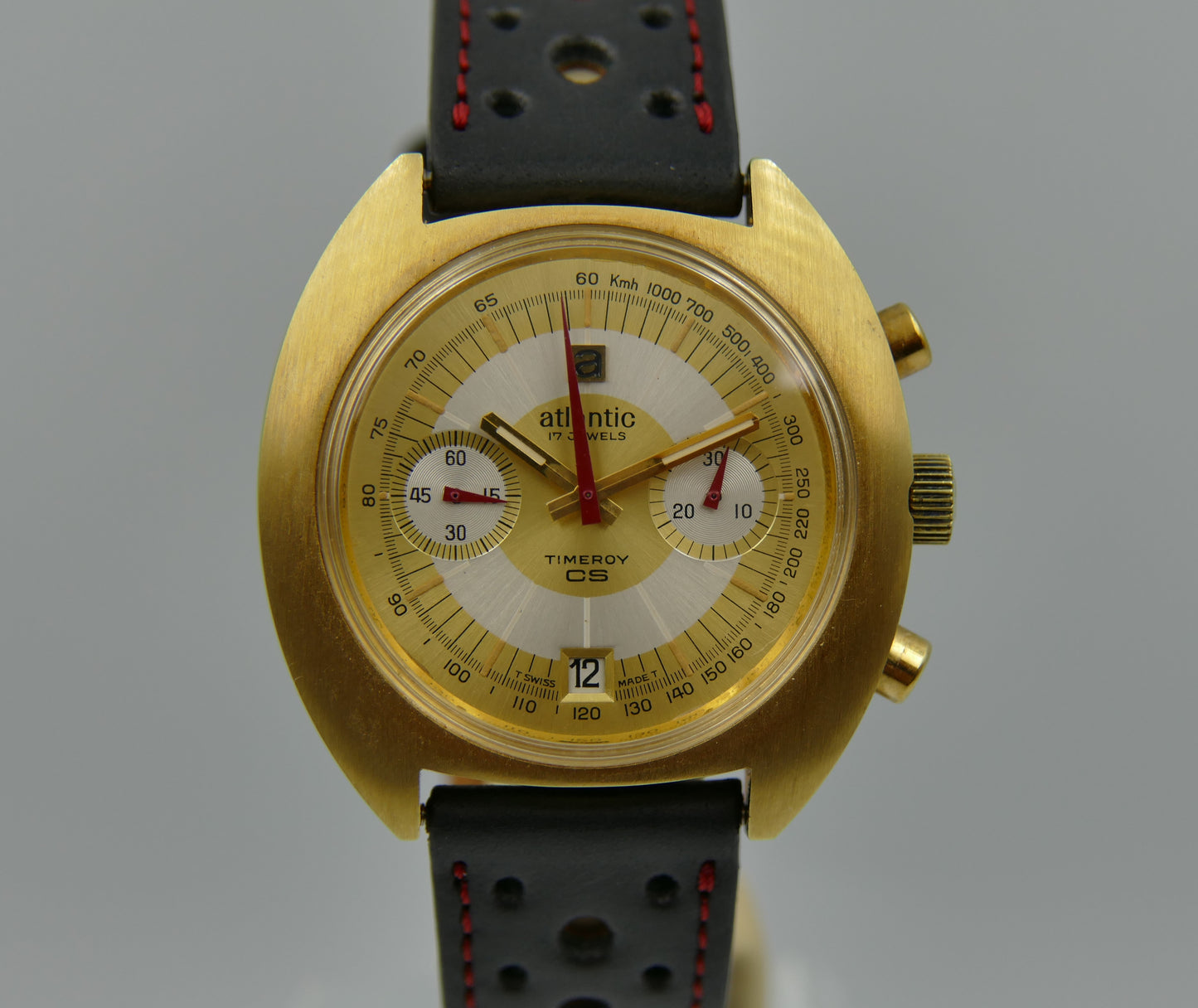 70s vintage watch mens chronograph Atlantic Timeroy CS valjoux 7734 mint rare