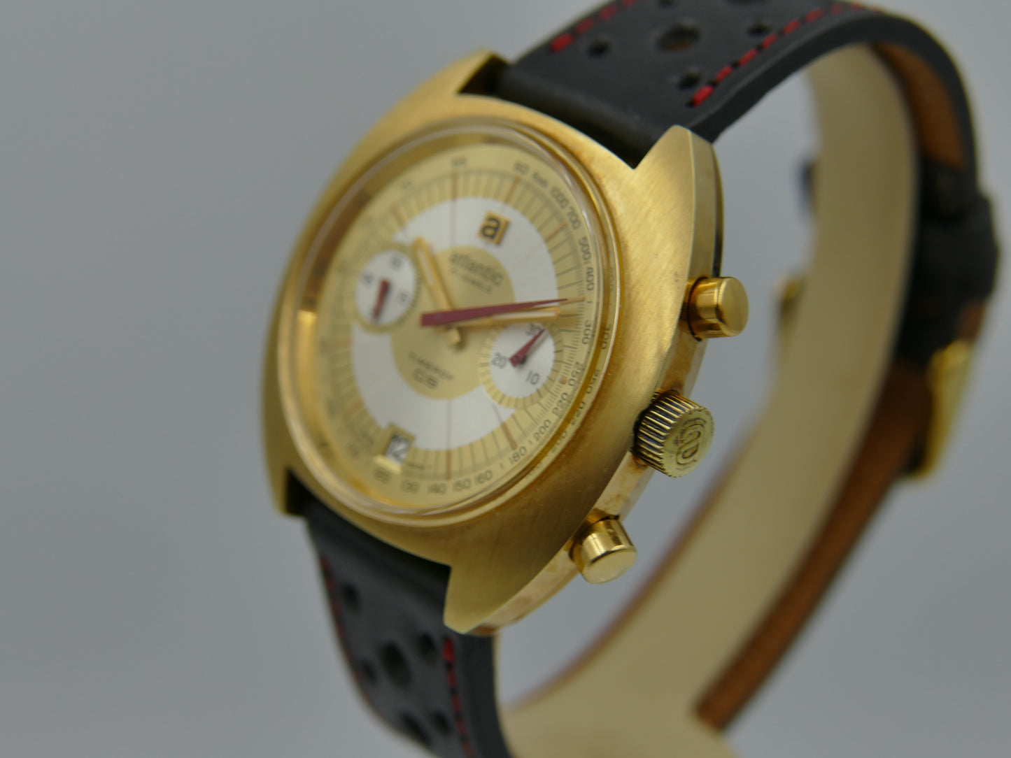 70s vintage watch mens chronograph Atlantic Timeroy CS valjoux 7734 mint rare