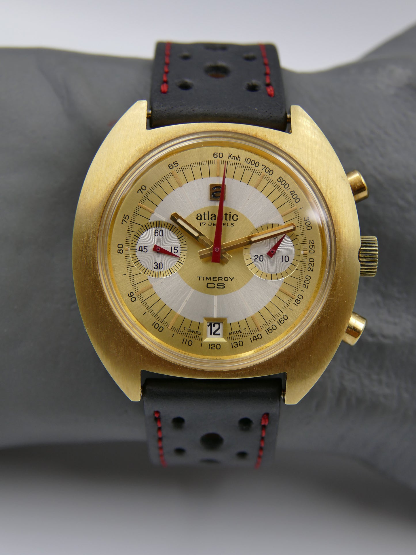 70s vintage watch mens chronograph Atlantic Timeroy CS valjoux 7734 mint rare