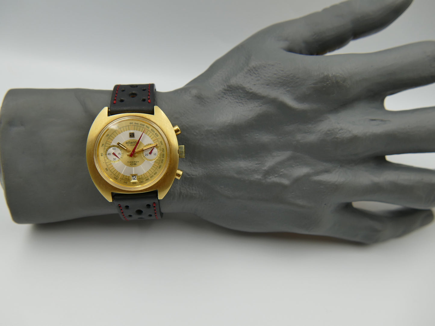 70s vintage watch mens chronograph Atlantic Timeroy CS valjoux 7734 mint rare