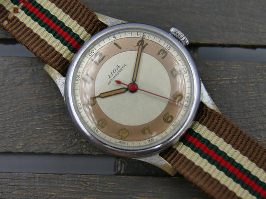vintage watch mens military LIGA hand wind 15J serviced