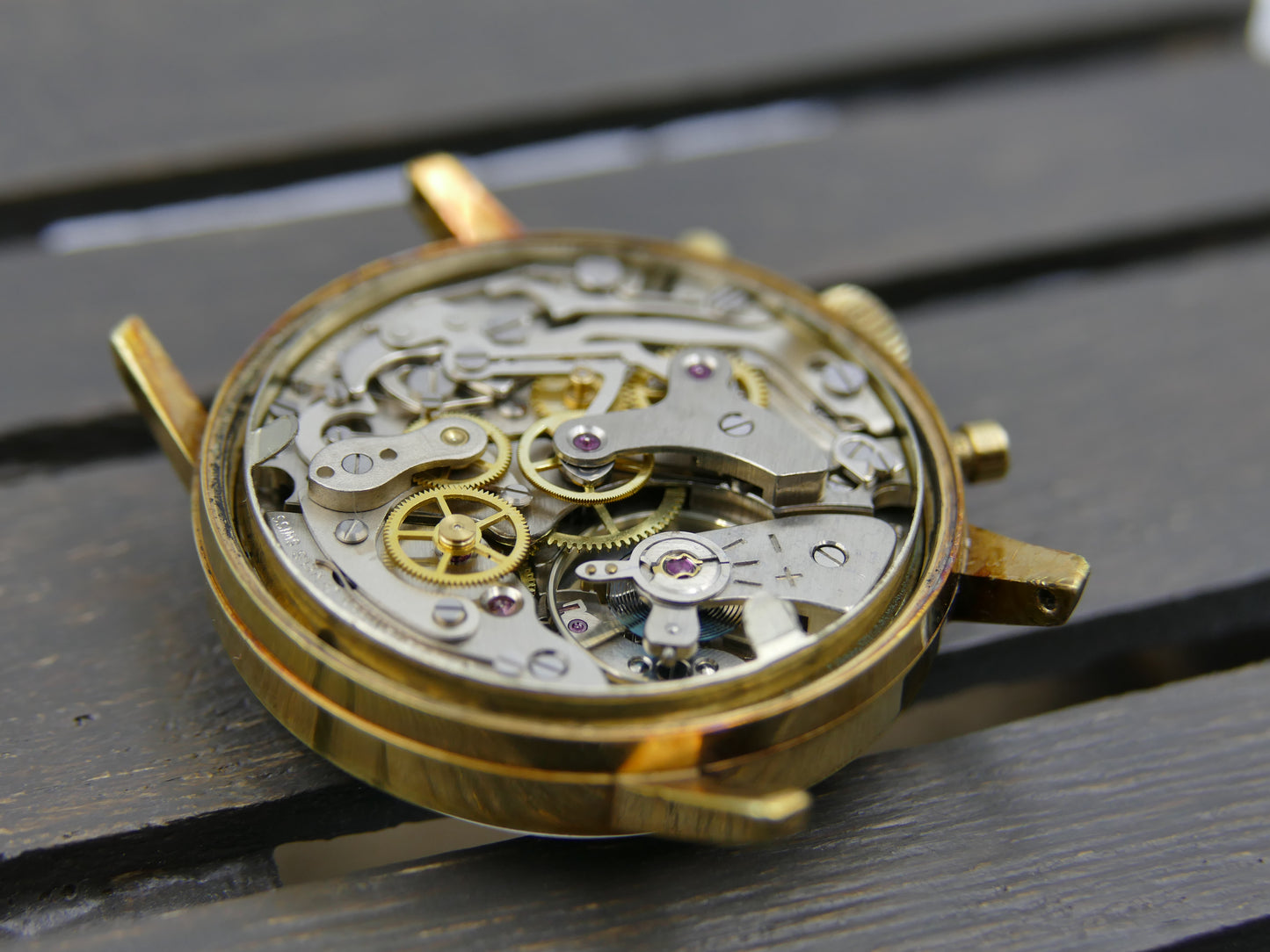 60s vintage watch mens Buren chronograph landeron 248 gold panda