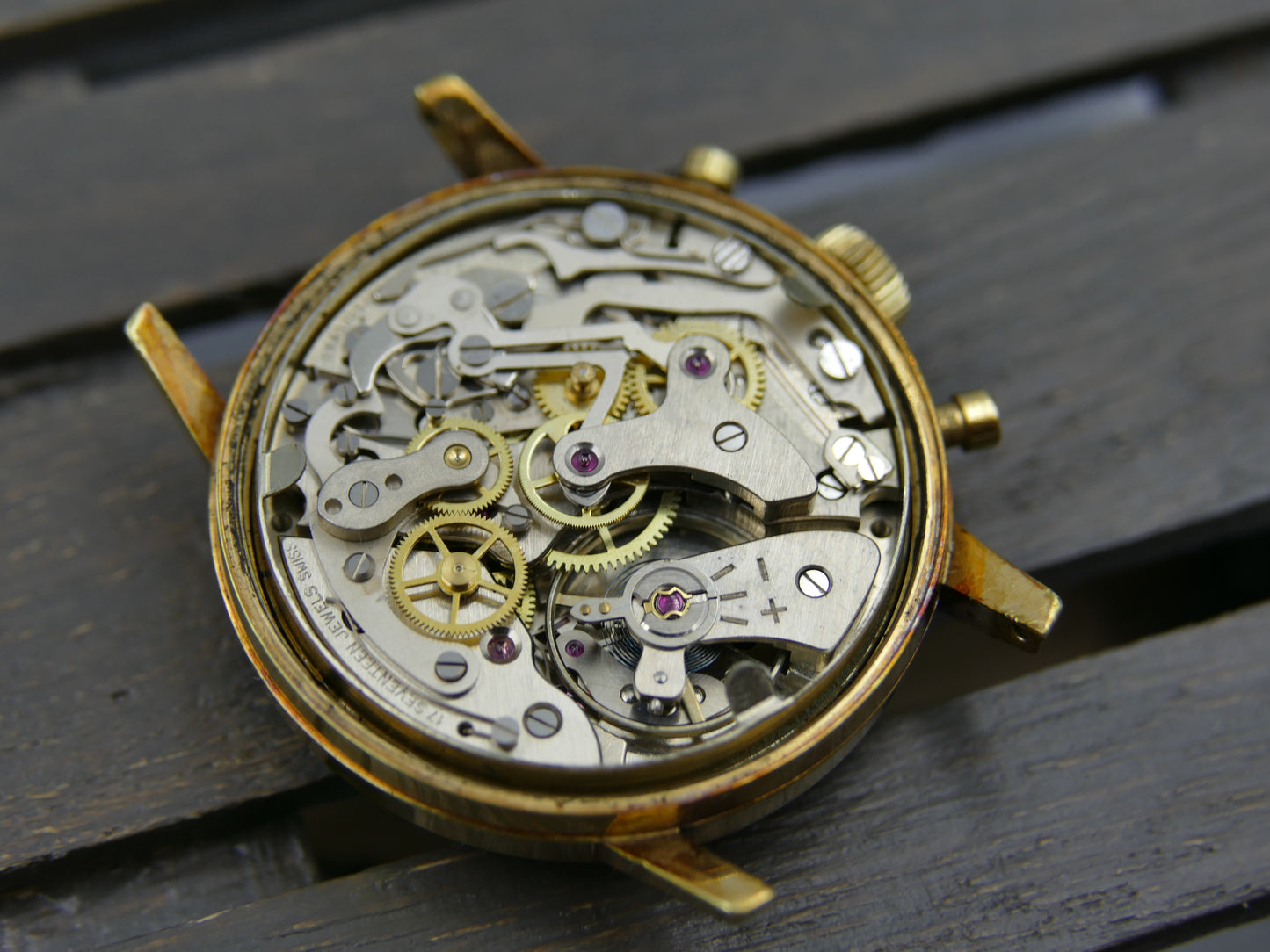 60s vintage watch mens Buren chronograph landeron 248 gold panda