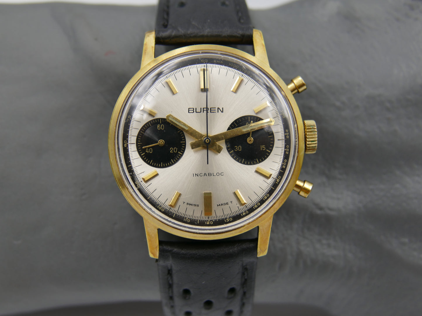 60s vintage watch mens Buren chronograph landeron 248 gold panda